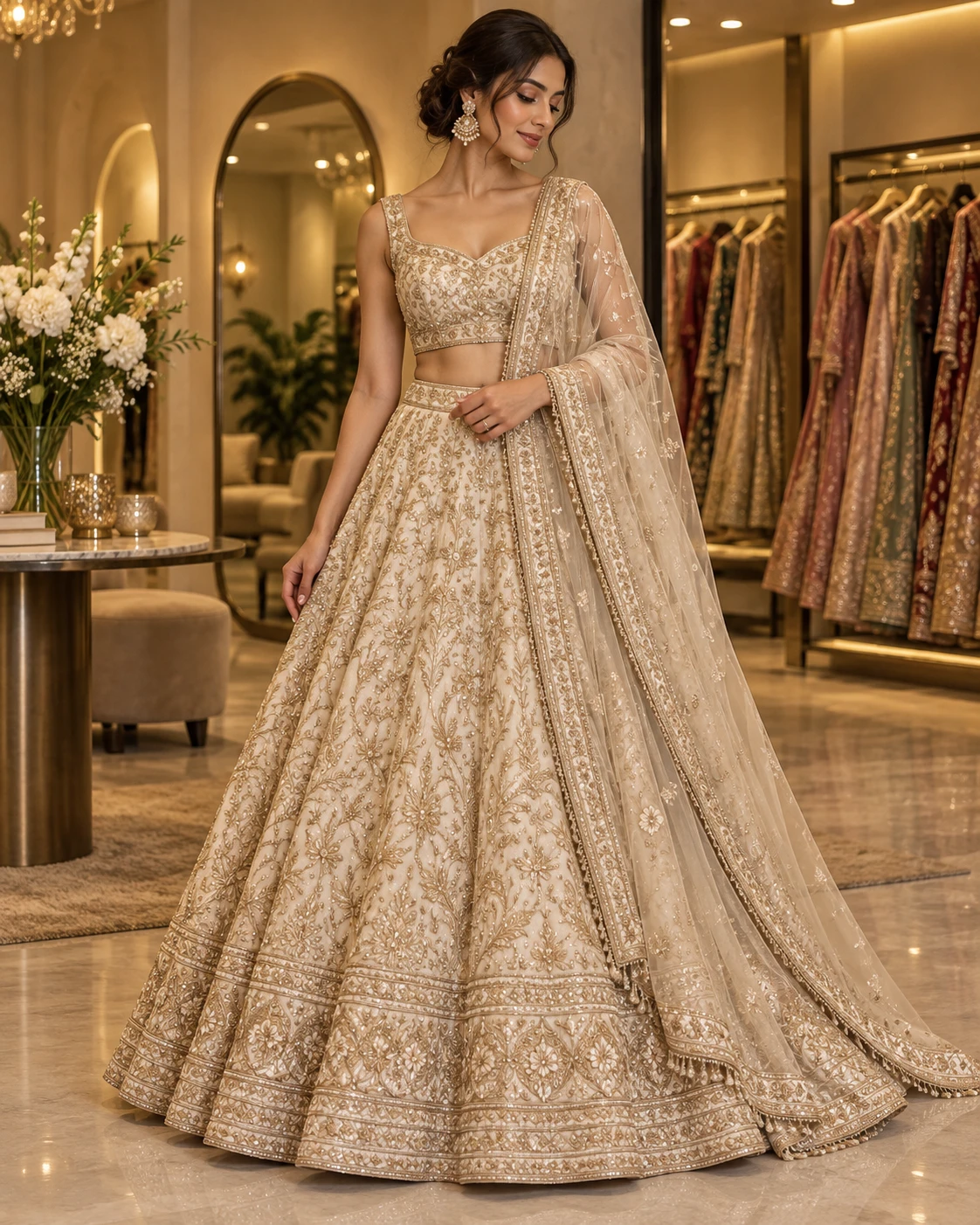 Noor Champagne Gold Lehenga