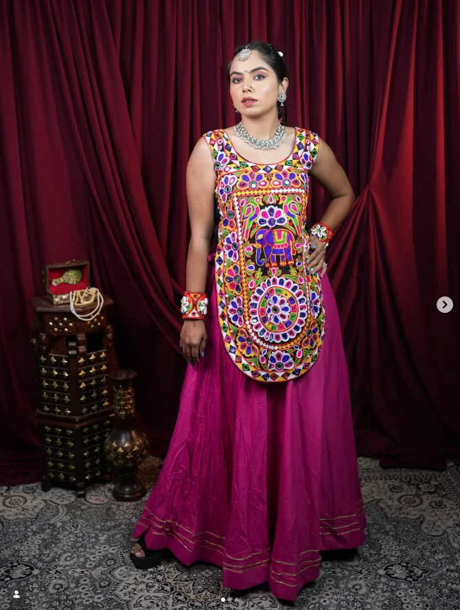 Gulabi Rang Multicolour Kurti–Lehenga Set